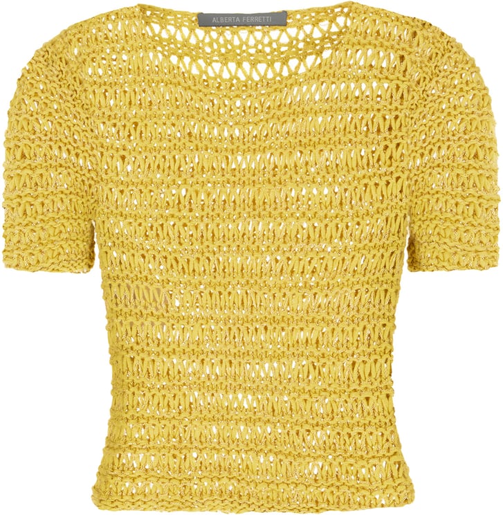 Alberta Ferretti Alberta Ferretti Mustard mesh t-shirt