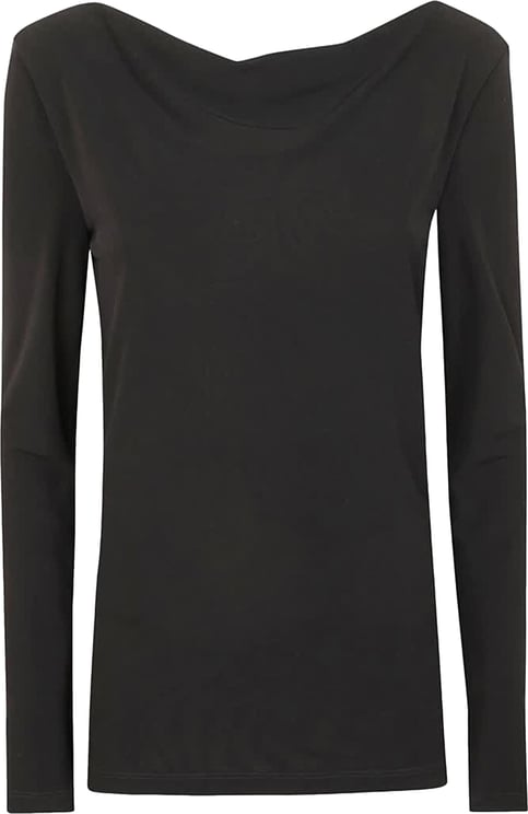 Alberta Ferretti Black Maglietta Draped Viscose Sweater