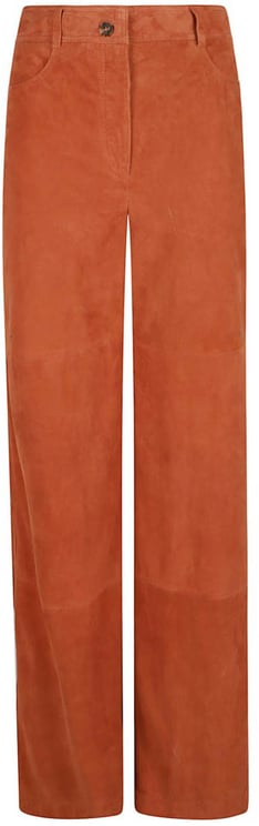 Alberta Ferretti Wide-Leg Brown Trousers With Button Closure