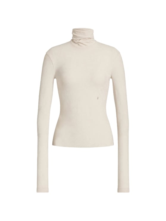 Alberta Ferretti Neutrals Triacetate Blend Fitted Turtleneck Top