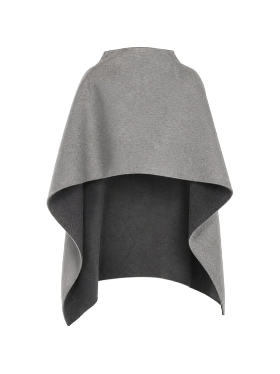 Alberta Ferretti Two-Tone Wool Cape With Structured Neckline