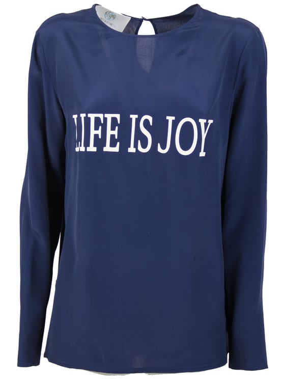 Alberta Ferretti Long-Sleeved Blouse With Keyhole Closure And Graphic Print