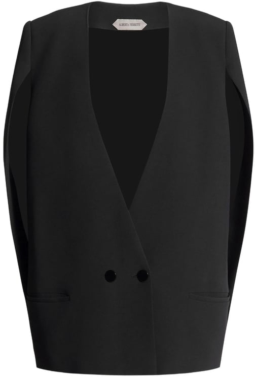 Alberta Ferretti Black Structured Sleeveless Viscose Jacket