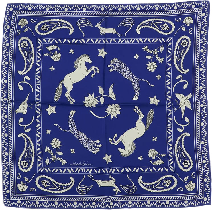 Alberto Biani Double-Sided Graphic Print Silk Foulard