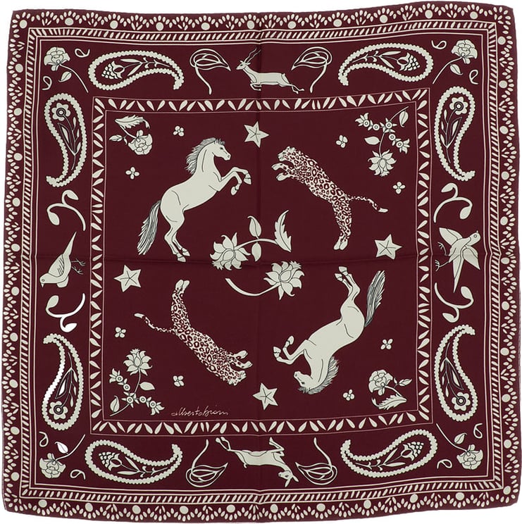 Alberto Biani Double-sided Graphic Print Silk Foulard