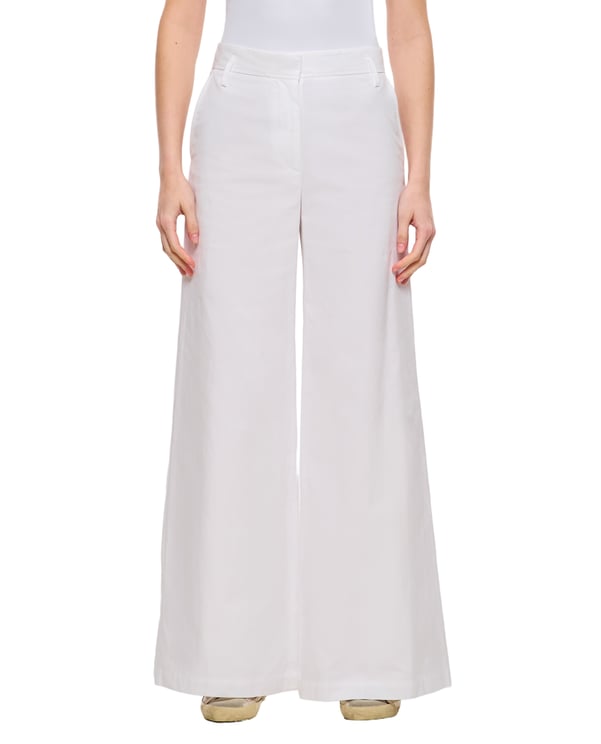 Alberto Biani High-Waisted Wide-Leg Cotton Trousers With Pockets