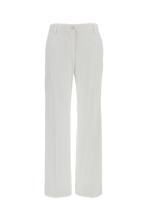 Alberto Biani White Wide-Leg Pressed Crease Pants