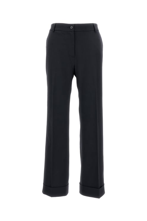 Alberto Biani Tailored Stretch Wool Trousers with Ankle-Length Leg and Turned-Up Hem