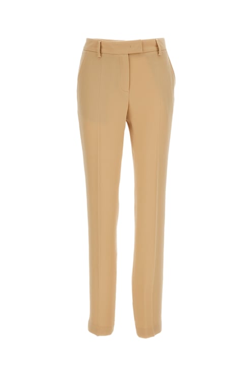 Alberto Biani Beige Straight-Leg Fluid Fabric Cropped Pants