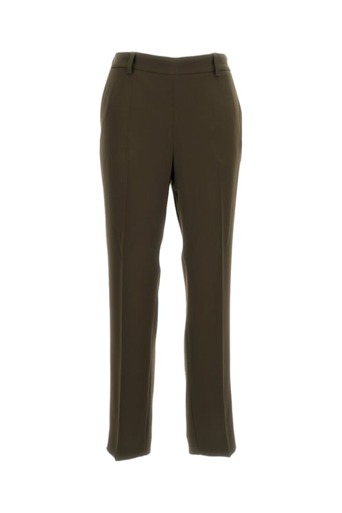 Alberto Biani Green Straight-Leg Pressed Crease Cropped Pants
