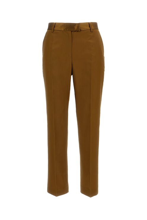 Alberto Biani Brown Silk-Blend Straight-Leg Cropped Pants