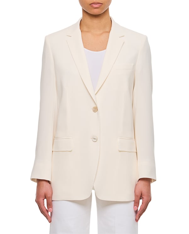 Alberto Biani Slim Fit White Blazer With Pointed Lapels And Flap Pockets
