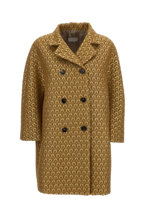 Alberto Biani Gold Geometric Lurex Jacquard Coat