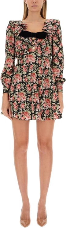 Alessandra Rich Flower Print Mini Dress
