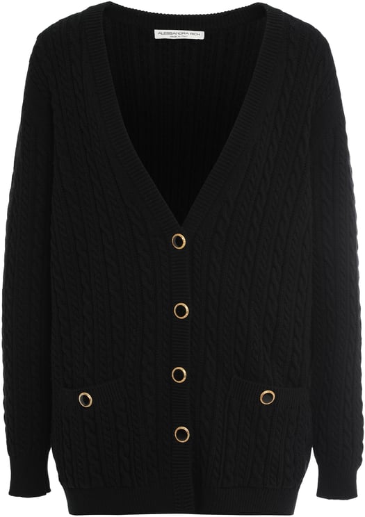 Alessandra Rich Black cardigan in wool