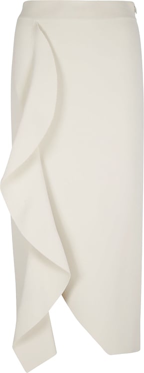 Alexander McQueen Asymmetrical Ruffle White Midi Skirt
