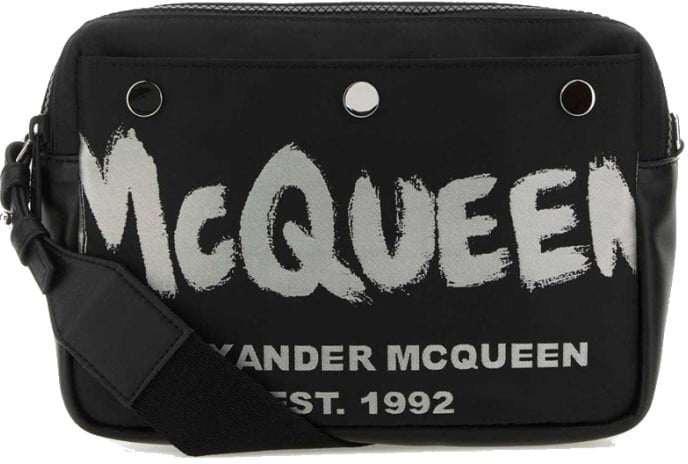 Alexander McQueen Compact Black Bag With Bold Mcqueen Lettering