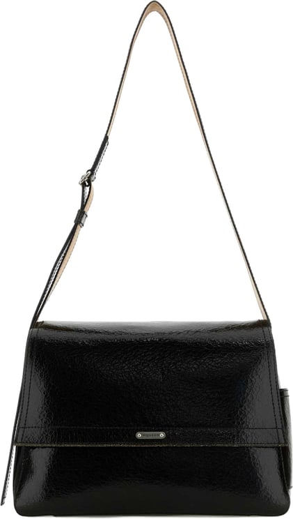 Alexander McQueen Structured Black Leather Bag with Flap Closure