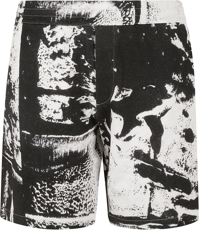 Alexander McQueen Black And White Abstract Print Shorts
