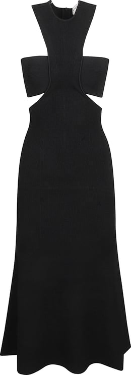Alexander McQueen Fitted Bodice Black Dress with Flowing Skirt