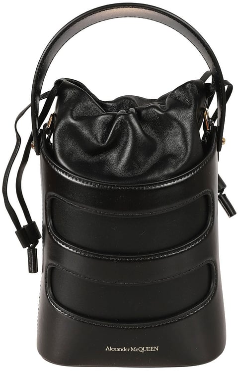 Alexander McQueen Structured Drawstring Leather Bag With Cut-Out Detailing