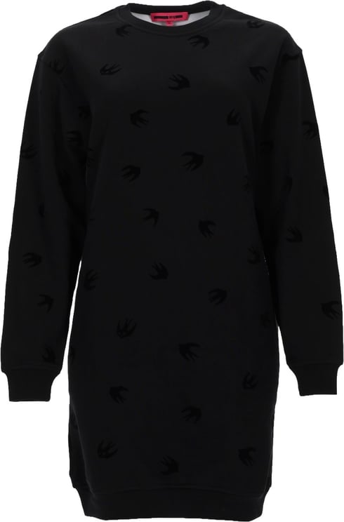 Alexander McQueen Black Sweatshirt Dress with Bird Silhouette Pattern