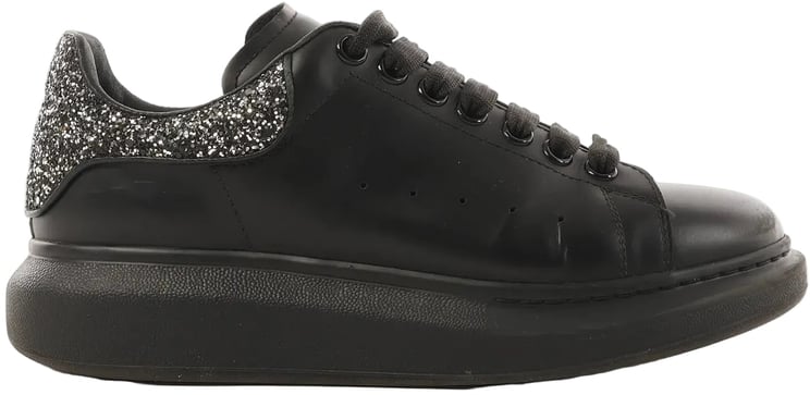 Alexander McQueen Alexander McQueen Runway Glitter-Heeled Leather Platform Trainers in Black, Size 39 EU