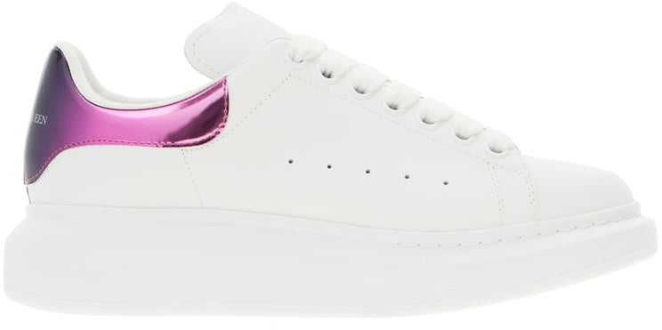 Alexander McQueen Alexander Mcqueen White leather sneakers with oleographic PVC heel