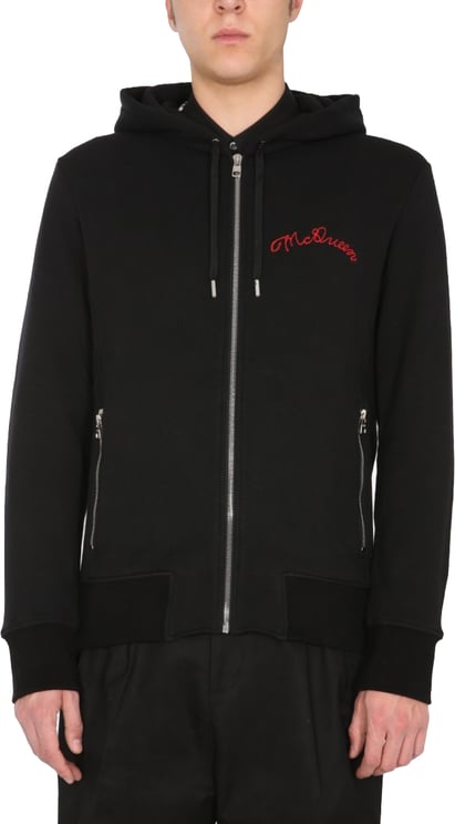 Alexander McQueen Hooded Sweatshirt With Full Zip Front