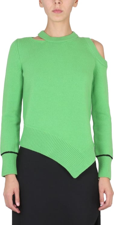 Alexander McQueen Rib-Knit Sweater With Asymmetrical Hemline