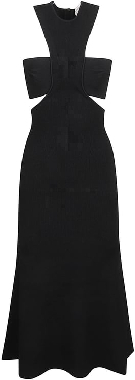 Alexander McQueen Fitted Bodice Black Dress with Flowing Skirt