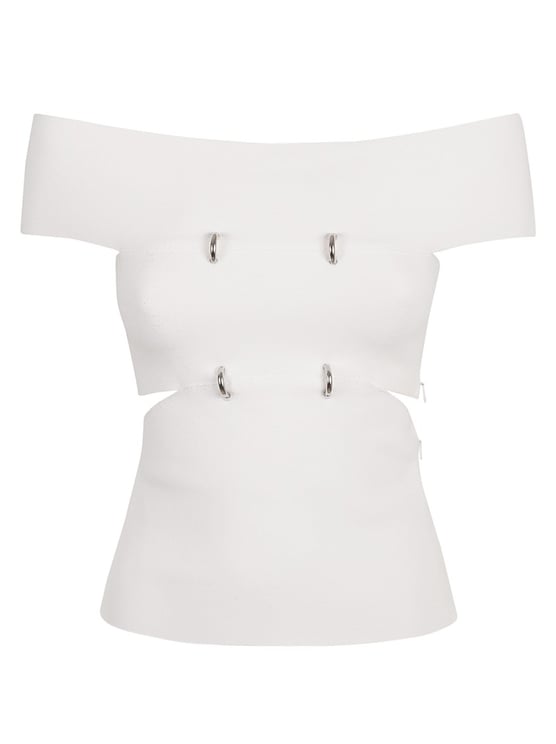 Alexander McQueen Off-The-Shoulder Fitted Top With Metallic Accents