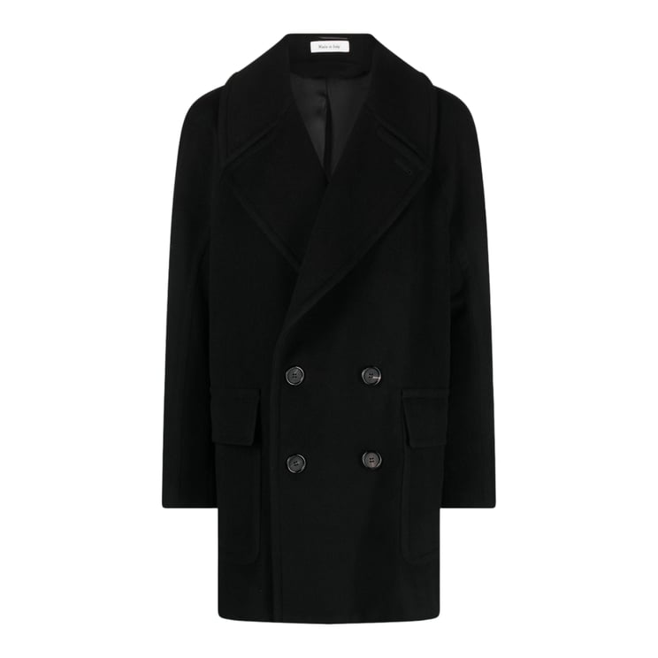 Alexander McQueen Double-Breasted Black Coat With Wide Lapels And Prominent Buttons
