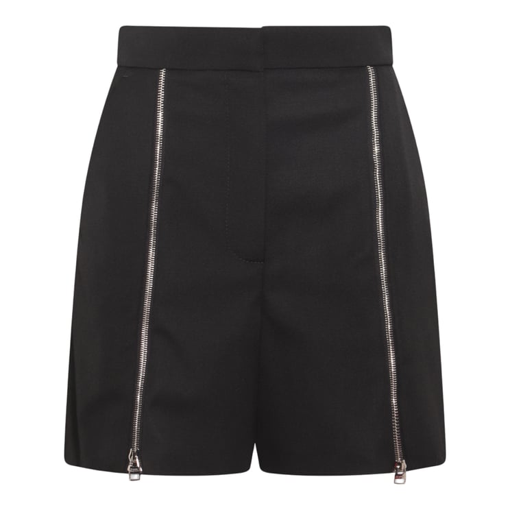 Alexander McQueen Tailored Black Shorts with Vertical Zipper Accents