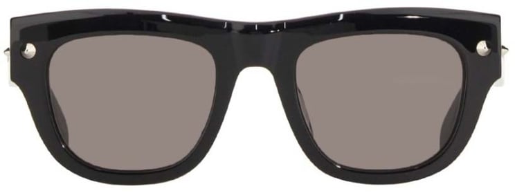 Alexander McQueen Angular Black Acetate Sunglasses With Glossy Finish