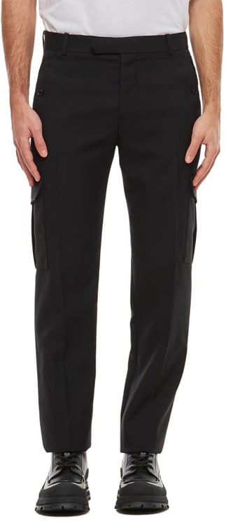 Alexander McQueen Straight-Leg Wool Gabardine Trousers with Cargo Pockets