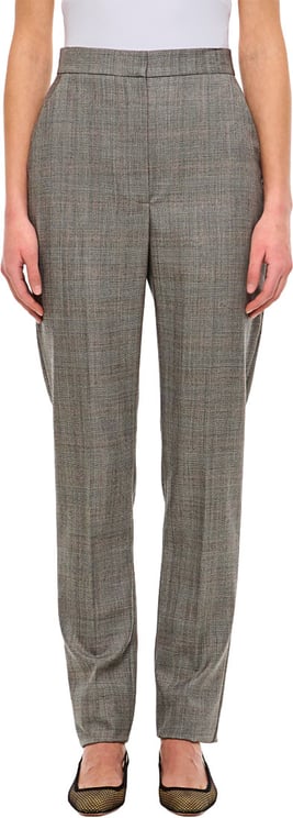 Alexander McQueen High-Waisted Slim Fit Pants with Multicolor Plaid Pattern
