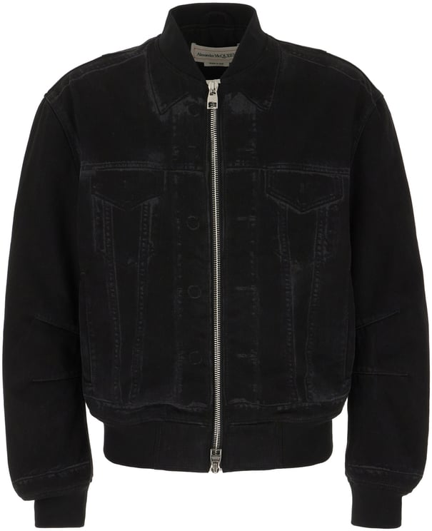 Alexander McQueen Alexander Mcqueen Black denim padded bomber jacket