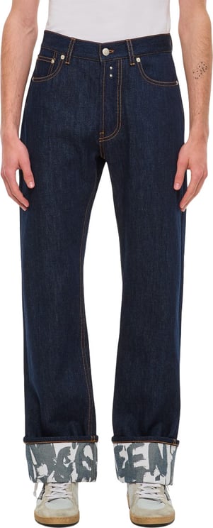 Alexander McQueen Straight-Leg Denim Jeans With Turn-Up Hems And Selvedge Detailing