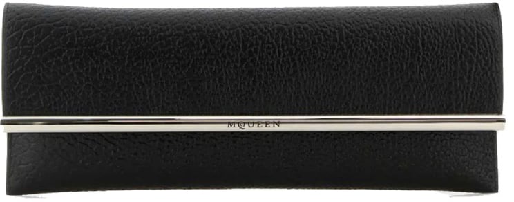 Alexander McQueen Structured Black Bag With Metallic Accent