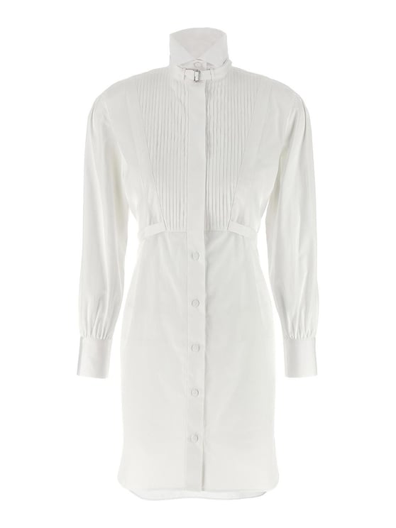 Alexander McQueen Structured High-Collar Dress With Pleated Bodice