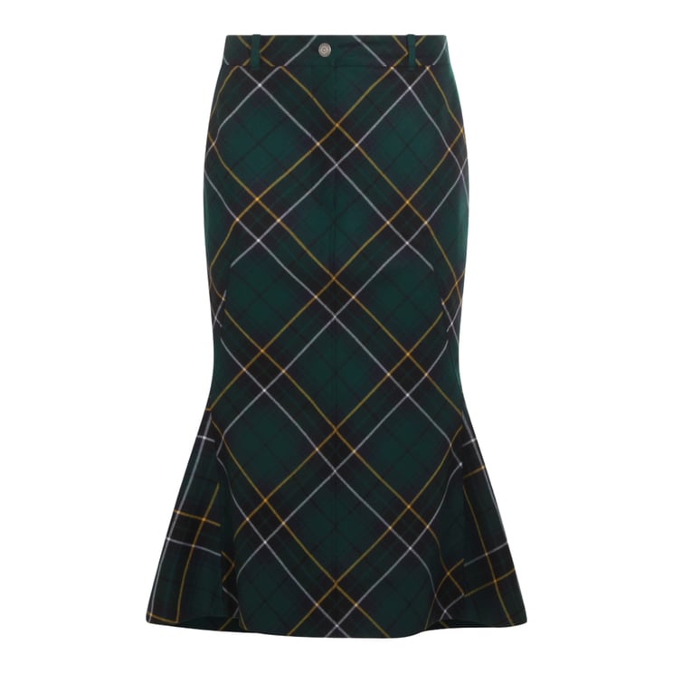 Alexander McQueen Fitted Tartan Plaid Midi Skirt