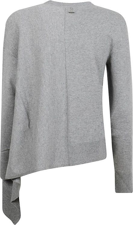 Alexander McQueen Asymmetric Hem Grey Cashmere Sweater With Ribbed Cuffs