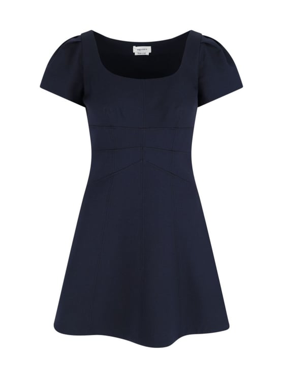 Alexander McQueen Mini Dress In Navy Wool