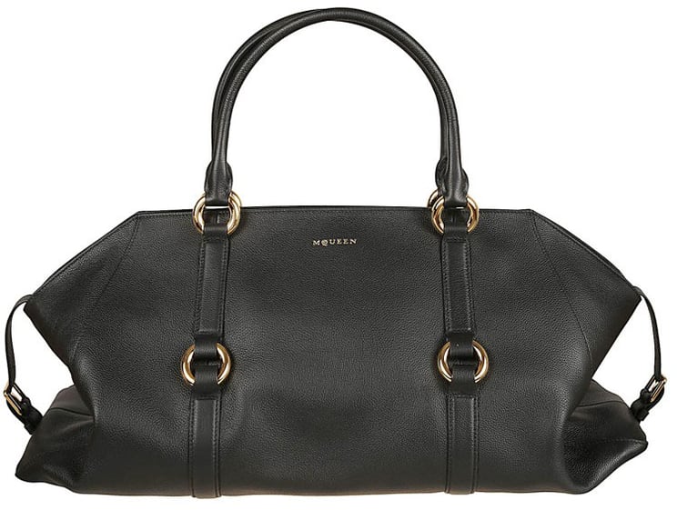 Alexander McQueen Farringdon Maxi Bag In Soft Black Calfskin