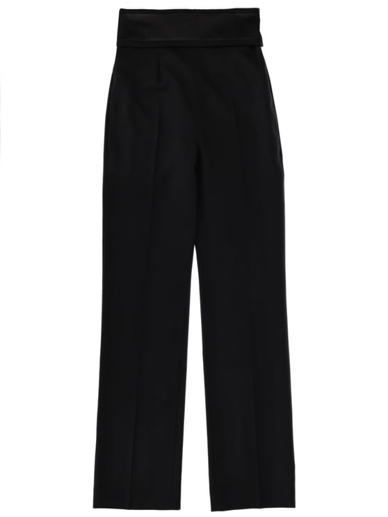 Alexander McQueen High Waisted Structured Waistband Wool Trousers