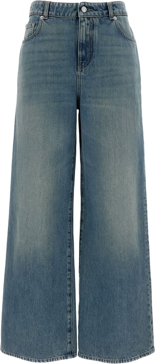 Alexander McQueen Wide Leg Cotton Faded Jeans