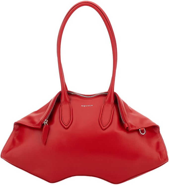 Alexander McQueen Sculptural Red Leather Manta Shoulder Bag
