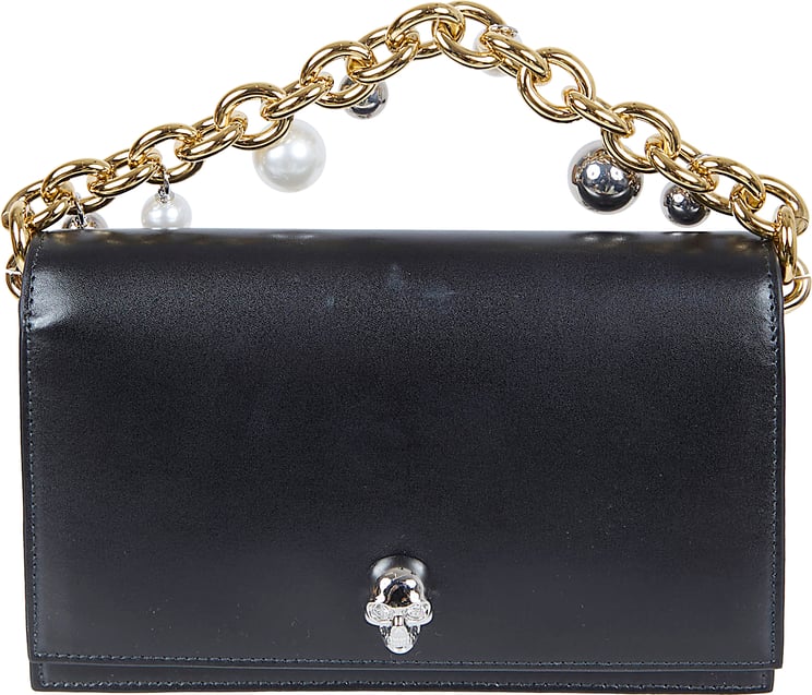 Alexander McQueen Structured Black Calfskin Handbag with Gold