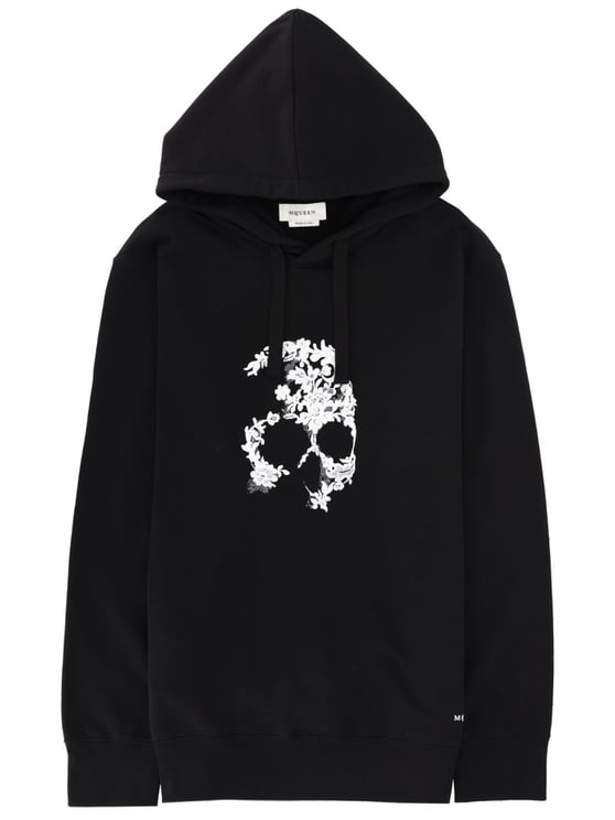 Alexander McQueen Skull Motif Cotton Floral Hoodie